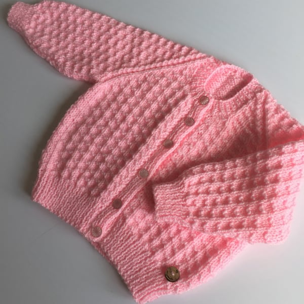 Classic baby cardigan in pink 0 -9mths approx