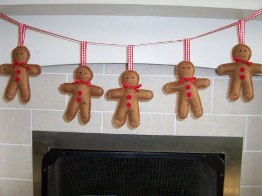 Gingerbread man garland, Christmas decor, festive bunting