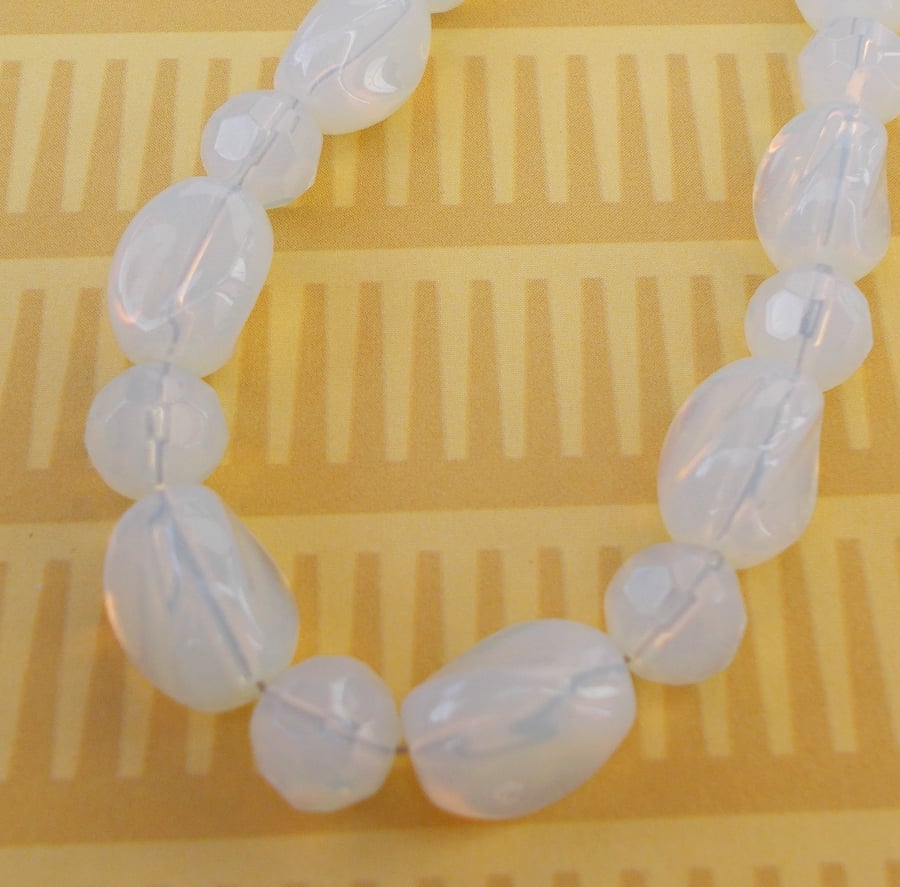 Milky White Opaque Glass Bead Necklace