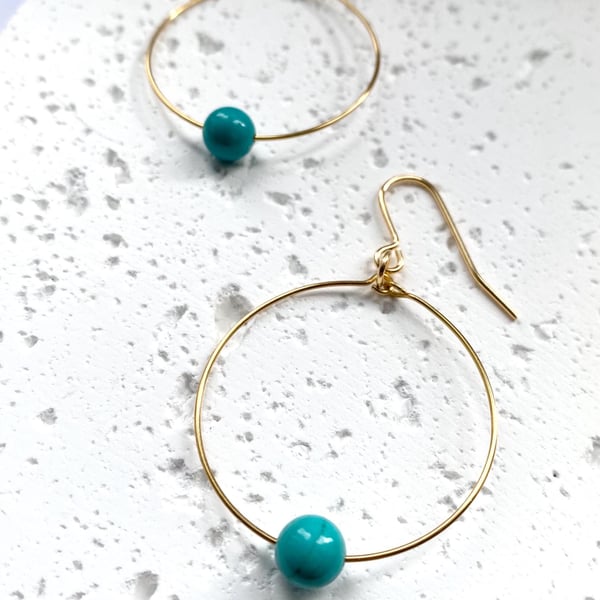 Large Orb Hoop Earrings - Turquoise