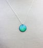 Turquoise and Lime Green Circle Enamel Pendant - Image 3