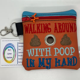 Walking around Embroidered Poo bag dispenser, multi