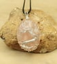 Wire Wrap Rose Quartz tree of life pendant necklace. January birthstone - Image 1