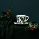 Holly and Ivy Cup and Saucer - Hand Painted