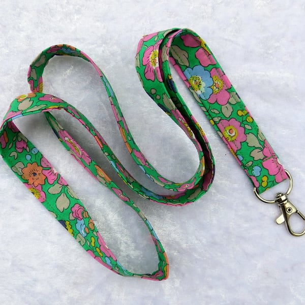 Liberty Tana Lawn lanyard, with swivel lobster clip, floral