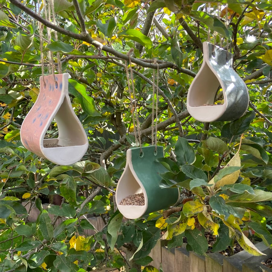 Ceramic Handing Bird Feeder, pigeon proof