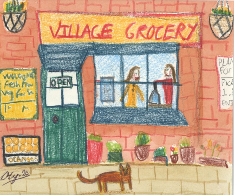'Village Grocery' 29cm x 32cm including mount 