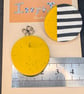 Modern mustard and stripe polymer clay stud earrings - Image 5