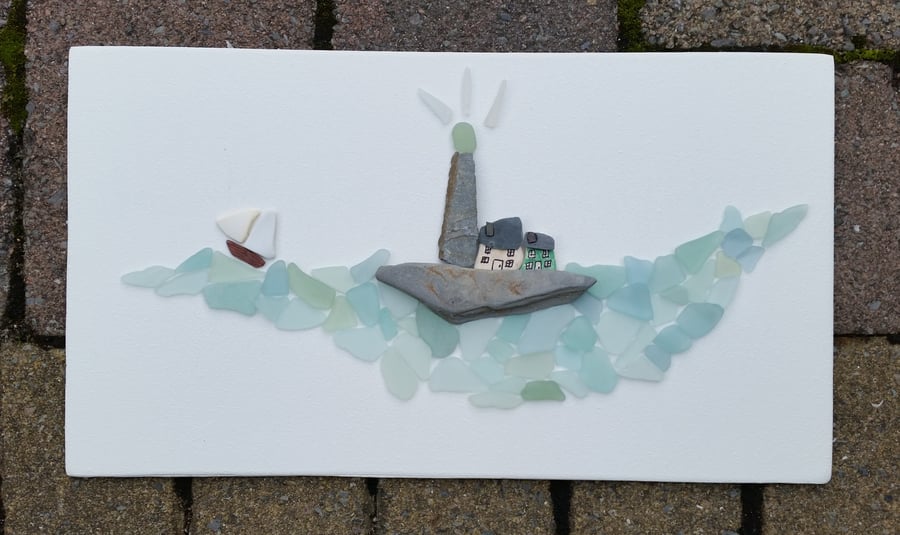 Lighthouse in an ocean of sea glass