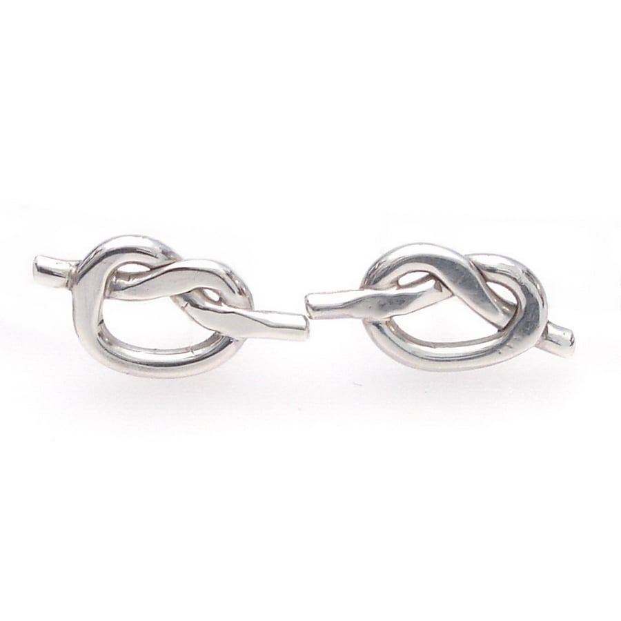 Smooth silver knot ear studs, wedding jewellery, arty, handmade, simple, fun