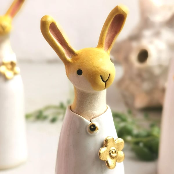 Golden Hare - Hare sculpture - no.3 -white and gold - Mother's day gift