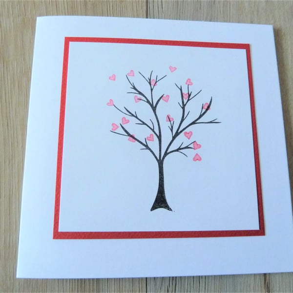 valentines card, tree with hearts