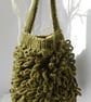 Lichen - chunky hand knitted "Loopy" tote bag in olive green - Image 2