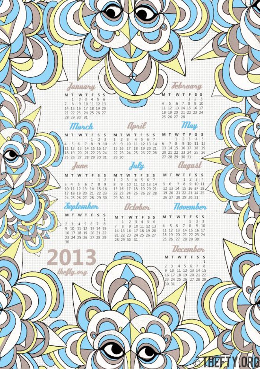 A3 Poster Calendar 2013 'Starface' 