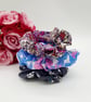 Colourful scrunchies,  set of 3, navy polkadot,  blue floral and purple.   - Image 8
