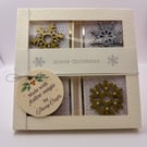 Handmade Luxury Snowflake Mini Christmas Card in Gift Box - Gold & Silver 