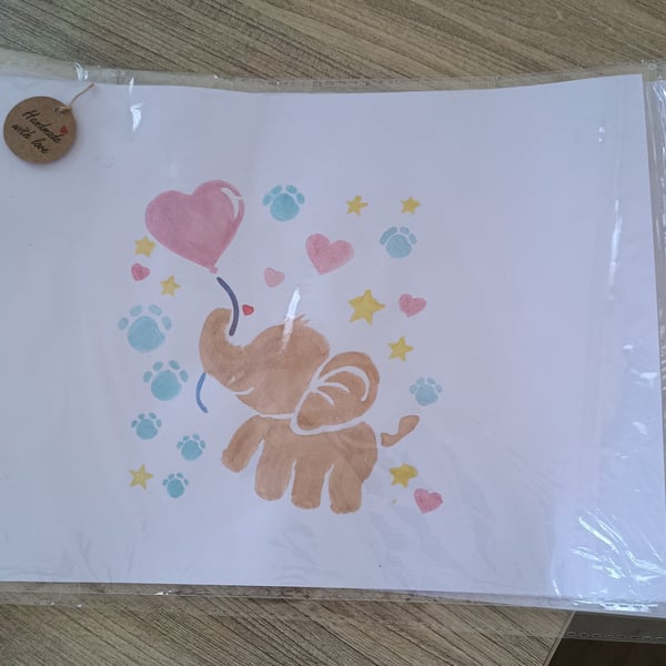 Water colours elephant picture A4 