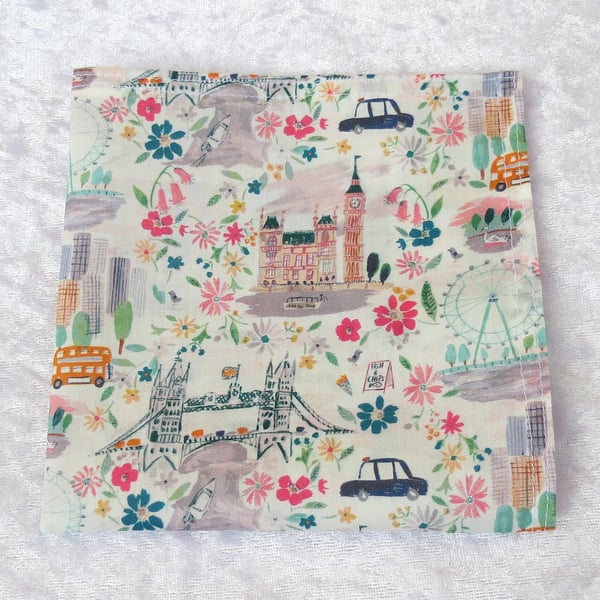 Liberty Lawn handkerchief, ladies handkerchief, London, organic cotton