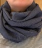 Infinity scarf in navy blue and white