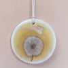 Rabbit ornament - ceramic hanging decoration - dandelion clock, jumping bunny