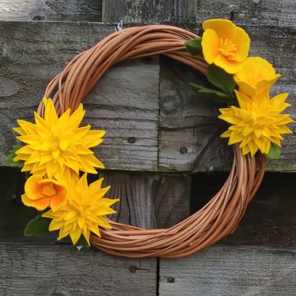 Willow wreath with flowers