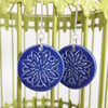 Handmade ceramic disc earrings on sterling silver ear wires