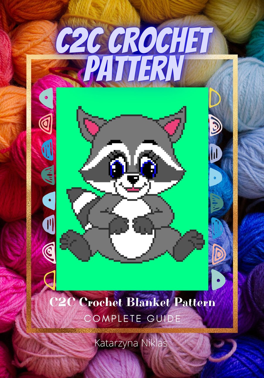 Raccoon, C2C Pixel Pattern, Crochet Pattern, PDF Pattern