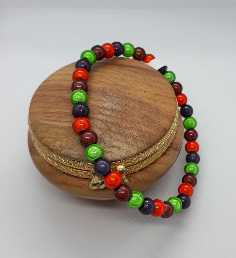BR340 Autumnal colour miracle bead bracelet