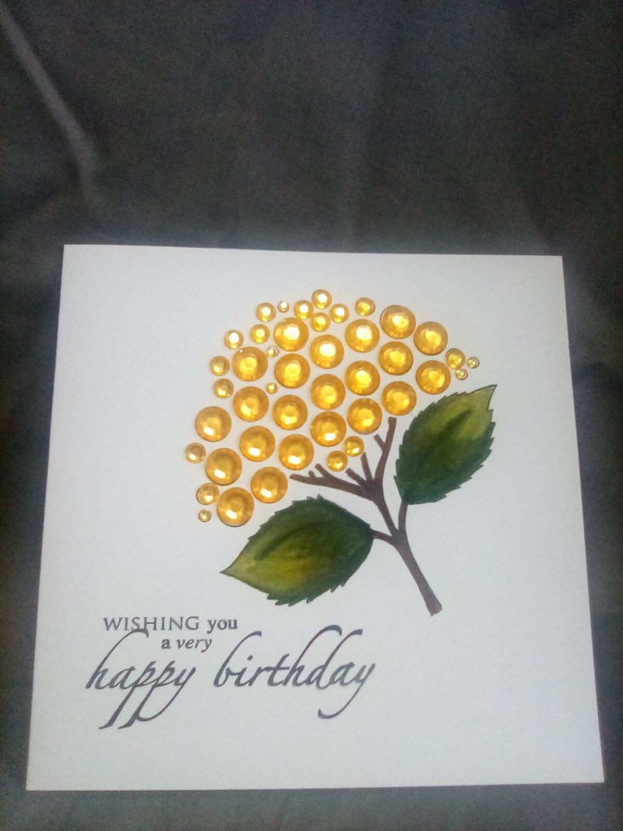  Floral watercolour and embellished handmade Birthday card