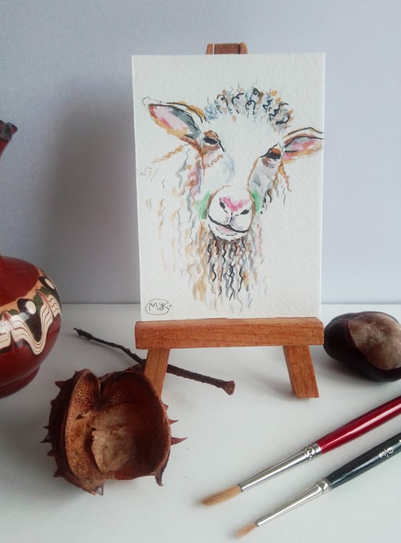  Sheep miniature ACEO Original Painting