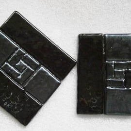 Black and silver fused glass coasters