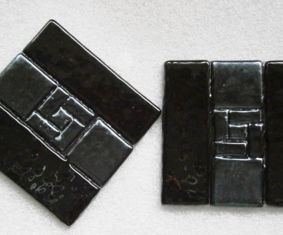 Black and silver fused glass coasters