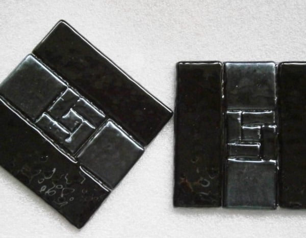 Black and silver fused glass coasters