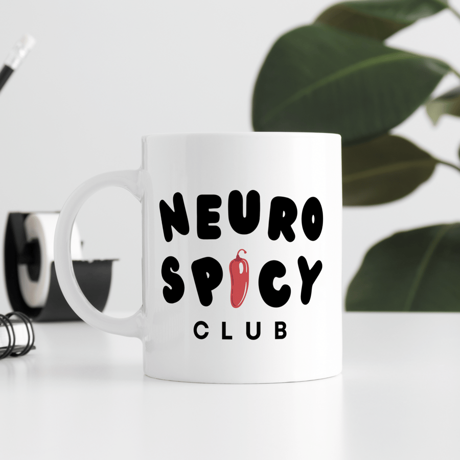 Neuro Spicy - Black & Red Mug: Neurodiverse Awareness Mug, Spectrum Gift
