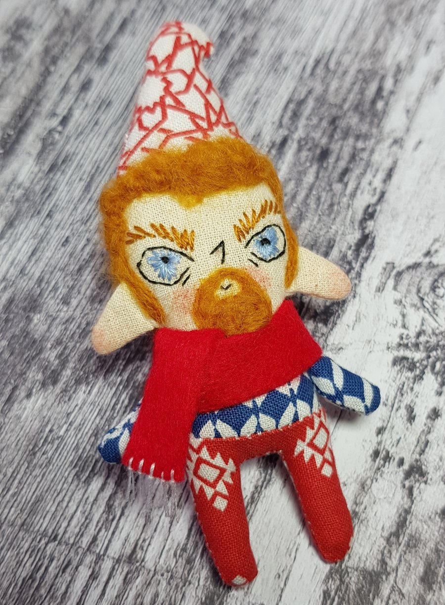 Handmade Miniature Winter Elf Doll, Grayson 