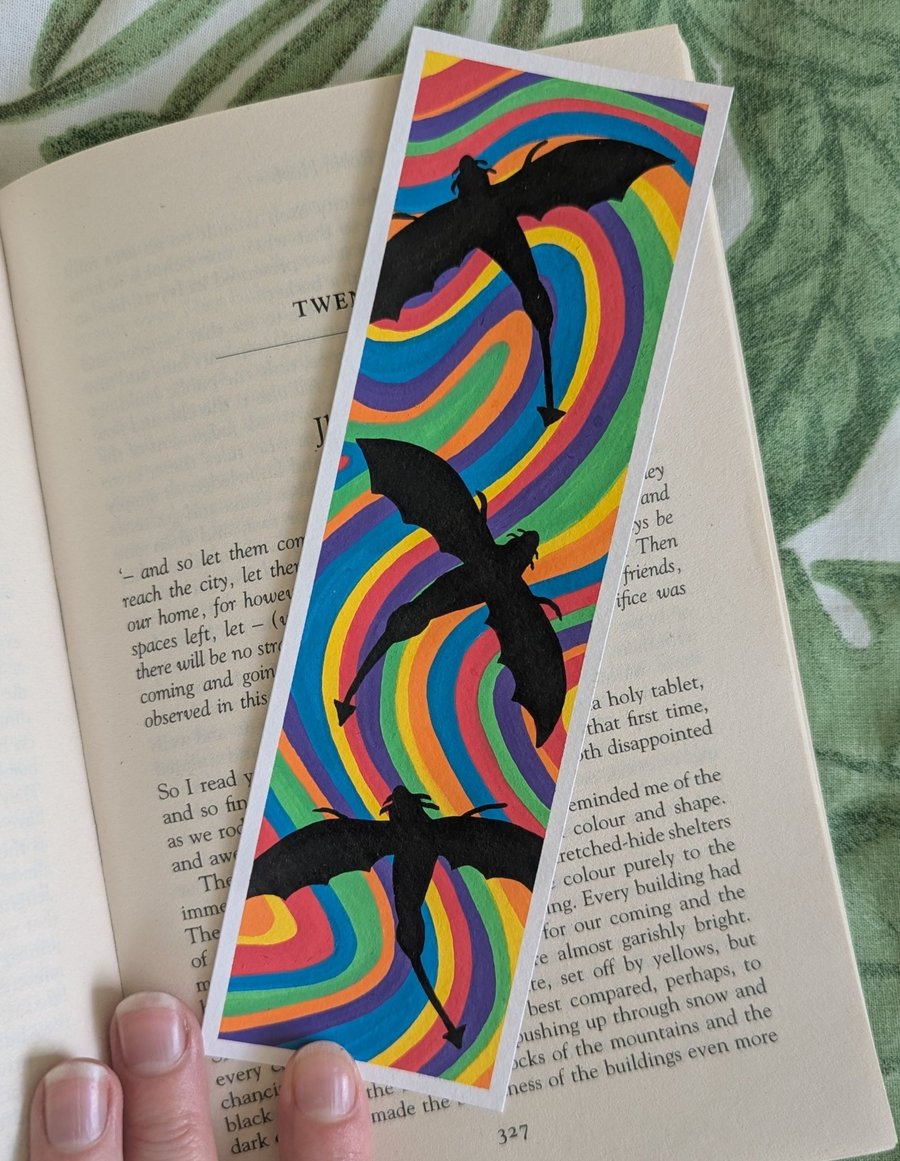 Handmade Multicoloured Swirl Dragon Bookmark