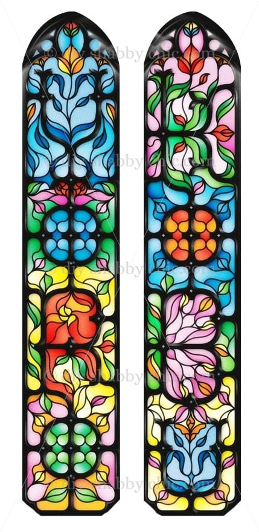 Waterslide Furniture Vintage Image Transfer DIY Shabby Chic Stained Glass Window