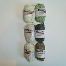 Patons Fusion Cotton, cream, green  6 x 50g balls, Viscose cotton yarn