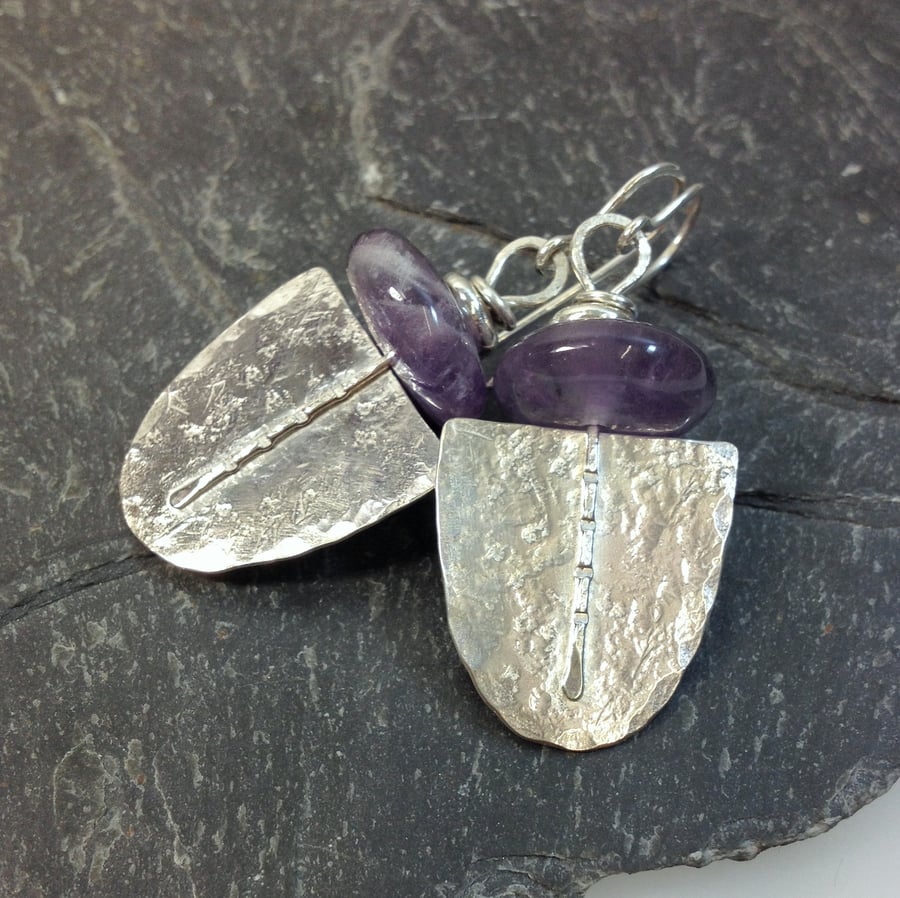 silver and amethyst Tribe earrings