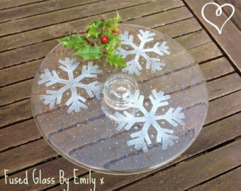 Fused Glass Snowflake Cake Stand