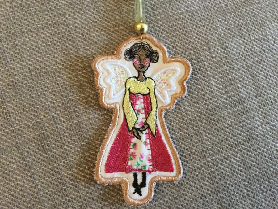 Hanging Embroidered hanging Angel decoration.  