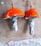 ceramic hanging mushroom bright orange large - Image 1