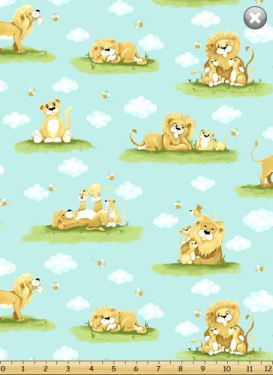 Fat Quarter Susybee Lyon The Lion All Over 100% Cotton Quilting Fabric