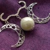 Triple Goddess Brooch, Triple Moon Phase, Mandala Moon, Pagan, Wiccan Bag Dangle