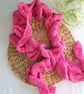 Perfectly Imperfect Crochet Frill Scarf in Pink  - Image 1