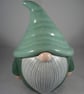 Novelty Ceramic Green Garden Gnome Gonk Decorative Container Ornament.      