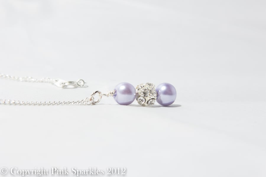 Lavender Pearl Rhinestone Necklace