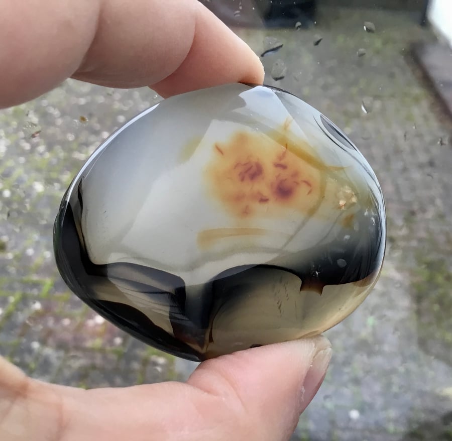 A Beautiful Polished Dendritic Agate Tumblestone Paperweight or Collectable.