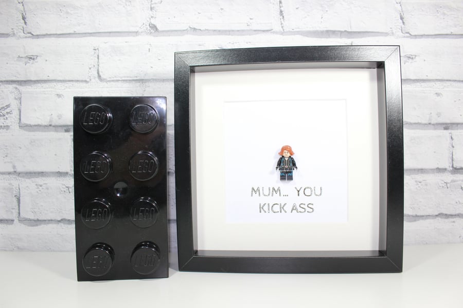 BLACK WIDOW - Mothers Day Special - Framed Lego minifigure - mum - mummy 