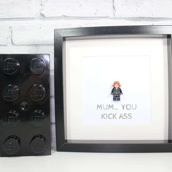 BLACK WIDOW - Mothers Day Special - Framed Lego minifigure - mum - mummy 